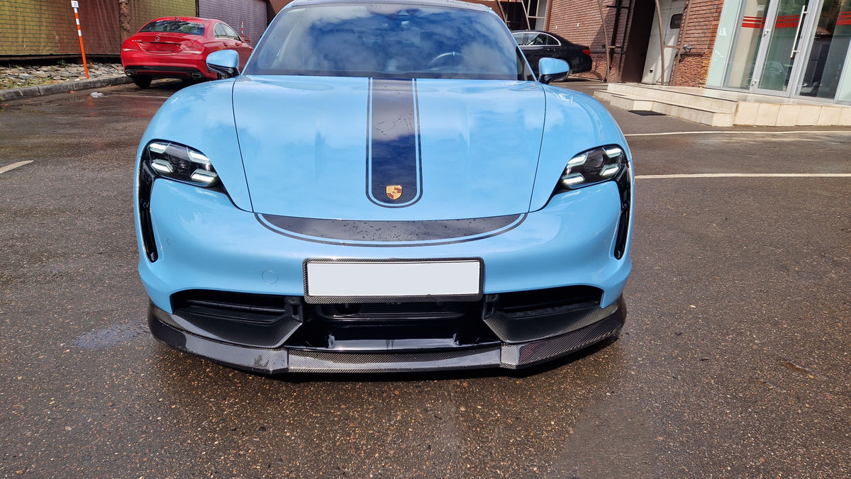 Porsche Taycan PreFacelift (2019 - 2023) CARBON P-Performance Aero Front Bumper Lip Spoiler/ Splitter For Porsche Taycan