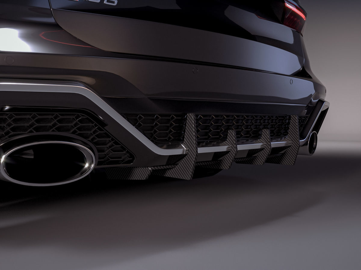 Uncategorised Performance Rear Bumper diffuser addon with carbon ribs / fins For Audi RS6 C8